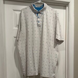 Men's White Polo Shirt with Blue Accents